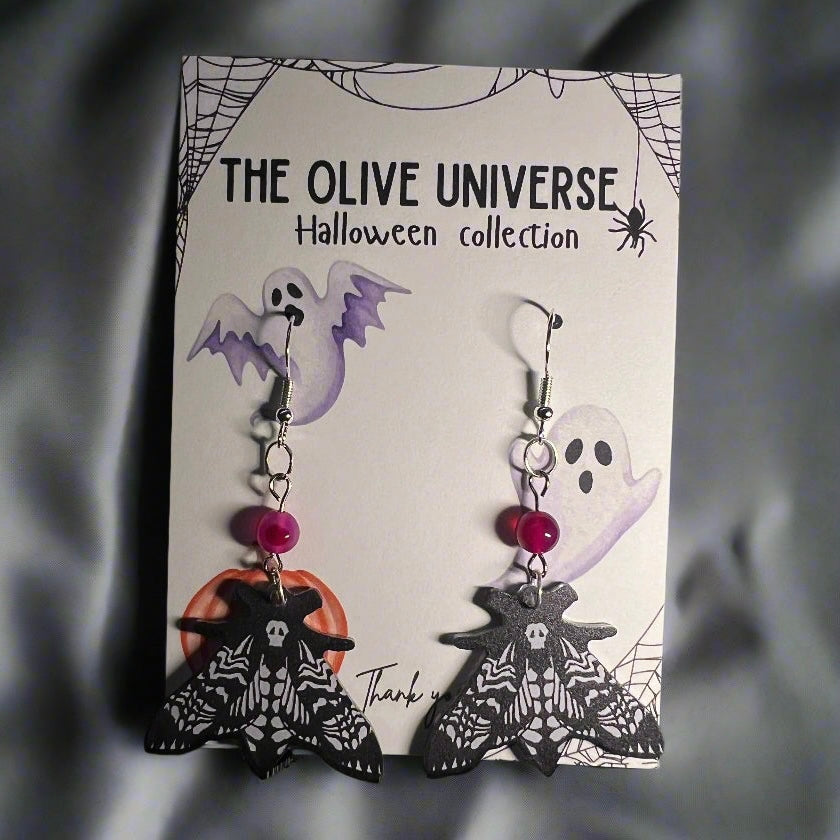 ✨ Pink Agate Enchanted Moth Earrings ✨