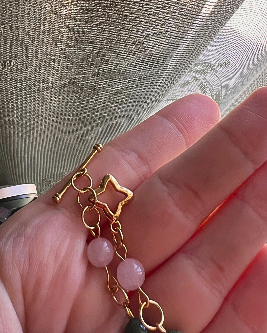 Fairycore Crystal Portrait Necklace | Rose Quartz + Agate | Coquette Fairycore Necklace