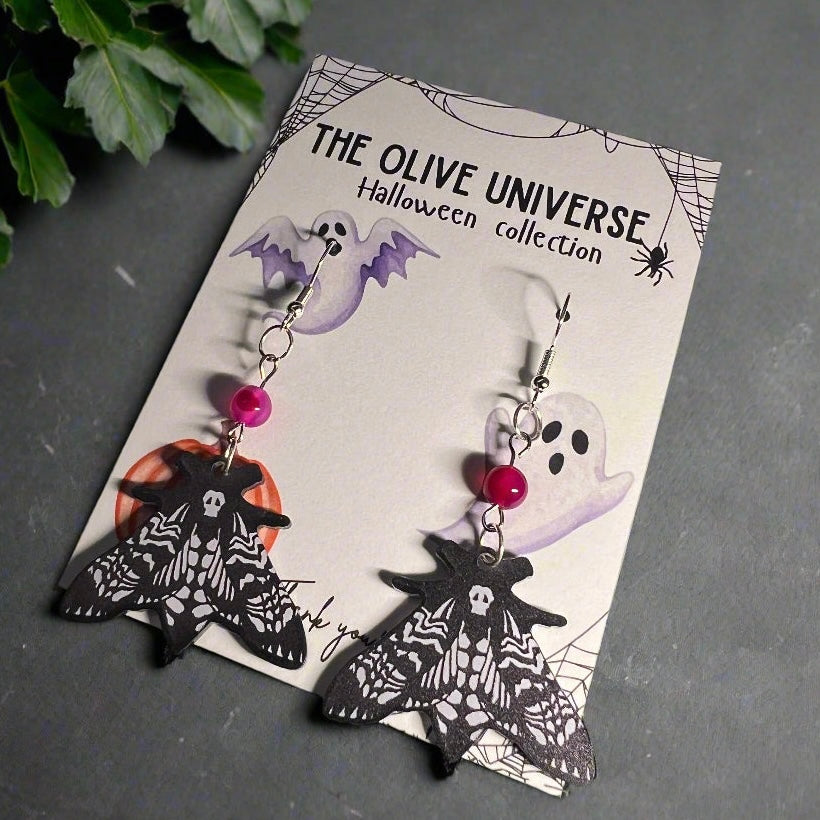 ✨ Pink Agate Enchanted Moth Earrings ✨