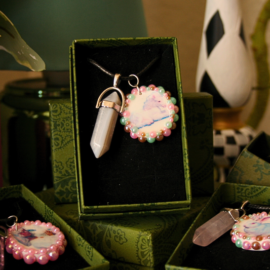 Magical Pearl Charm Necklace — Fairy, Pegasus, Jackalope & Unicorn Charms