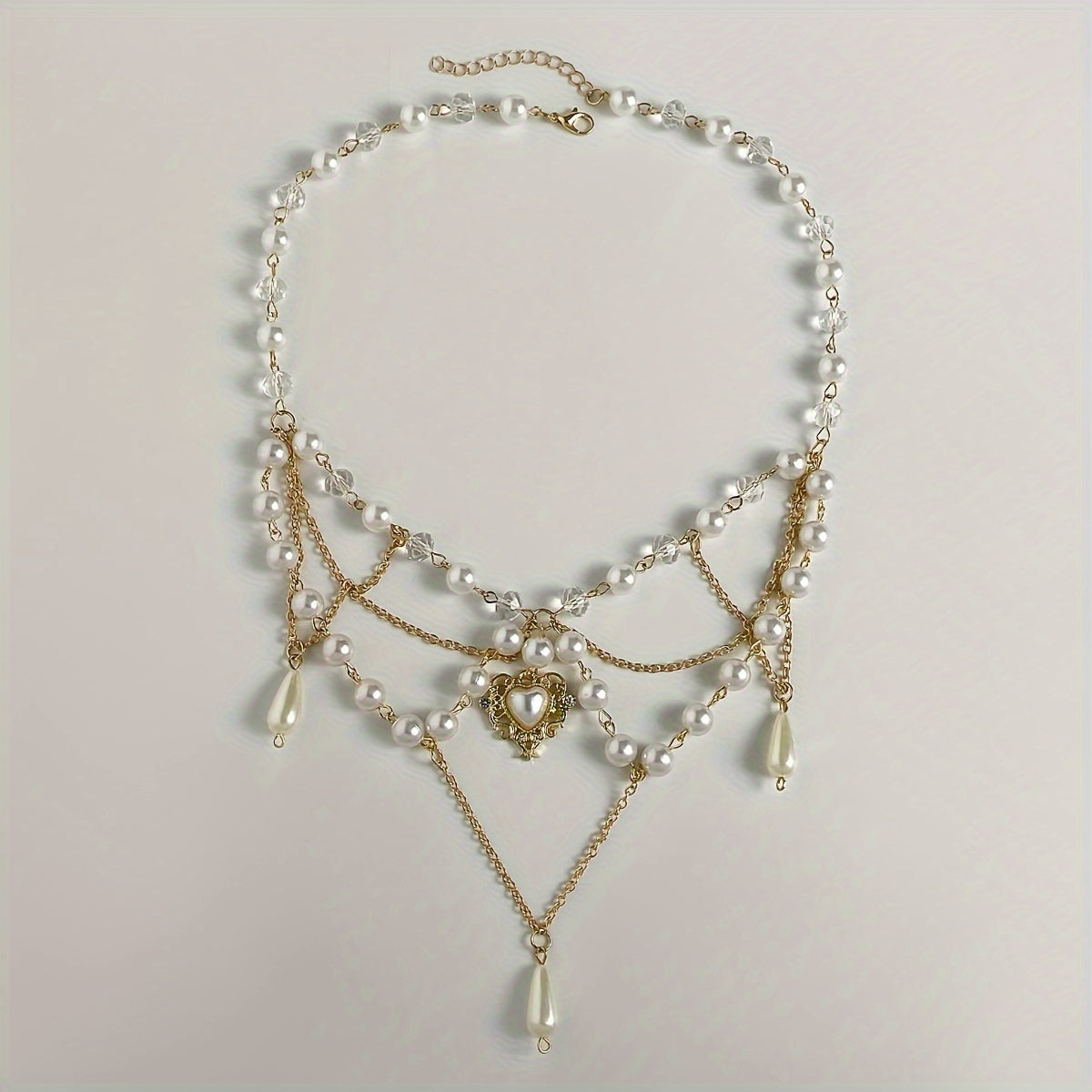 rose white cascading neck adornment