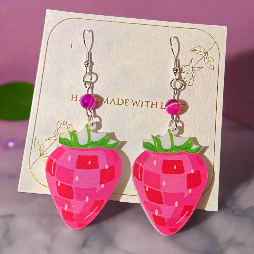 Crystal Disco Berry Extravaganza - Handmade Y2k Earrings - Olive Made