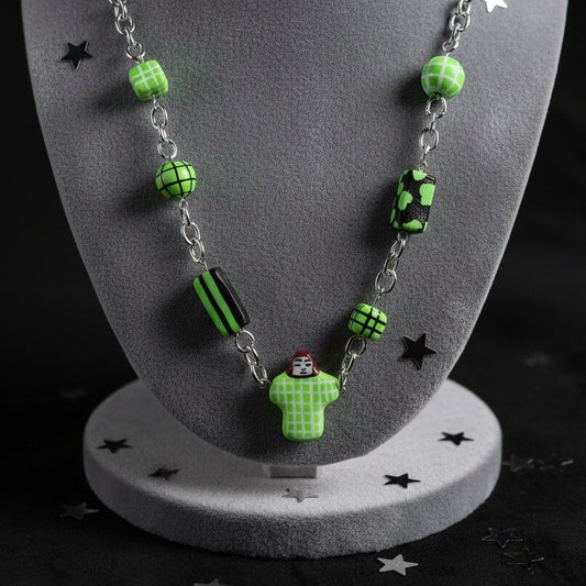 Punk Girl Grunge Beaded Chain Necklace — Olive Made