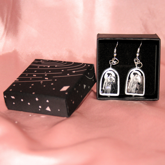 Celestial Oil Painting Earrings | John William Goward & Luis Ricardo Falero Liminal Fine Art | Silver-Plated Findings
