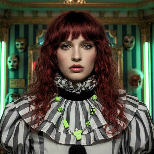 Punk Girl Grunge Beaded Chain Necklace — Olive Made