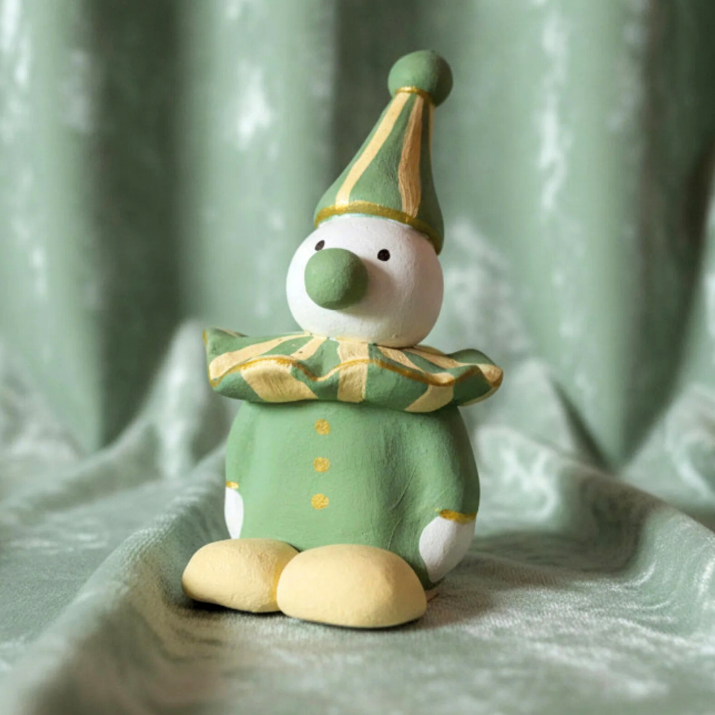 Bespoke Pastel Clown Sculpture | Hand Sculpted Jester Figurine | Futuristic Medieval Funhouse Decor | Hand Painted Air Dry Porcelain