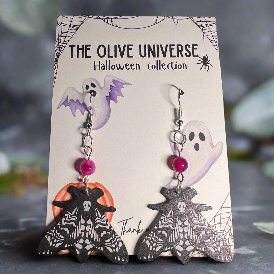 ✨ Pink Agate Enchanted Moth Earrings ✨