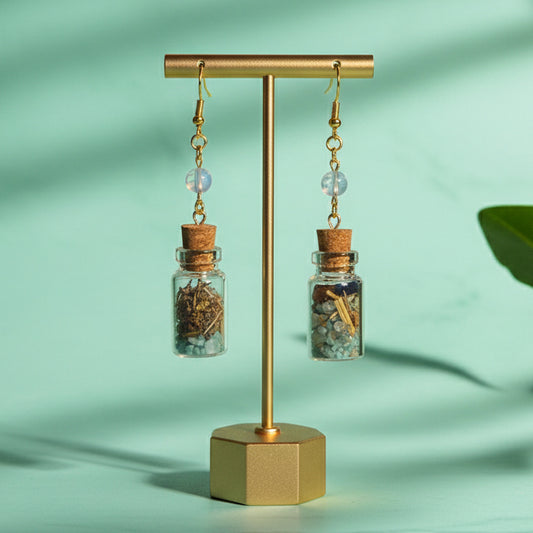 Strength & Protection Amazonite and Opal Spell Jar Earrings