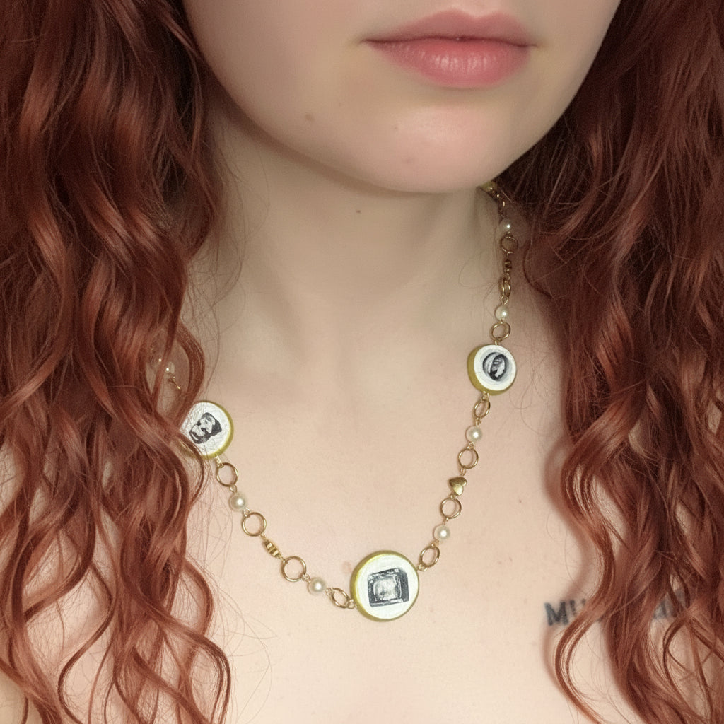 Cutout Gold Heart & Faux Pearl Beads Necklace — “Stone of Stability” Collection