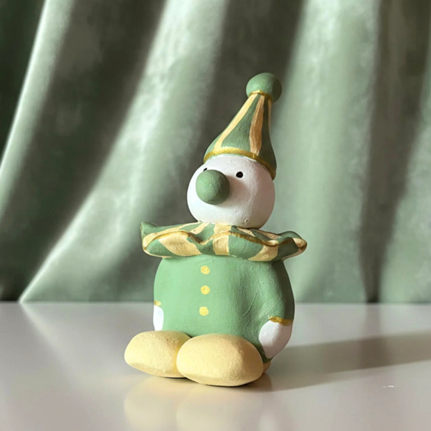 Bespoke Pastel Clown Sculpture | Hand Sculpted Jester Figurine | Futuristic Medieval Funhouse Decor | Hand Painted Air Dry Porcelain