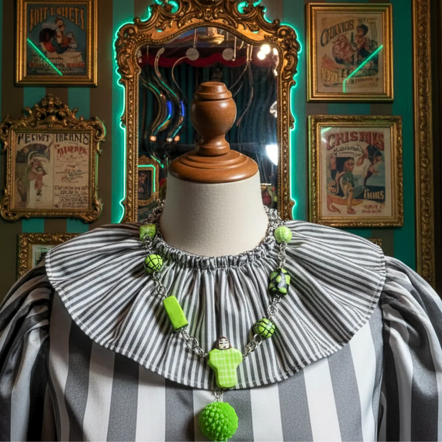 Punk Girl Grunge Beaded Chain Necklace — Olive Made