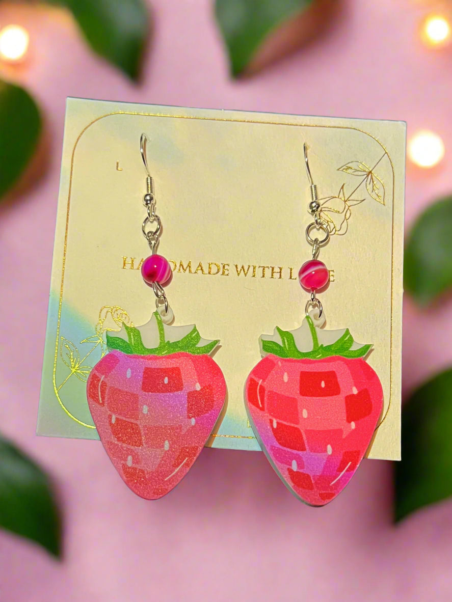 Crystal Disco Berry Extravaganza - Handmade Y2k Earrings - Olive Made