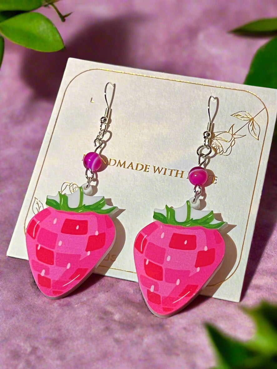 Crystal Disco Berry Extravaganza - Handmade Y2k Earrings - Olive Made
