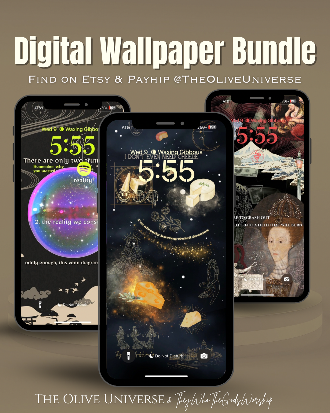 Digital Wallpaper Bundle — 3 Poetic & Surreal iPhone Lockscreens