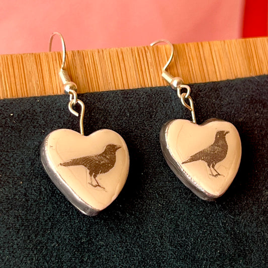 Black Crow Heart Earrings | Gothic Witchy Raven Charm Earrings | Olive Made