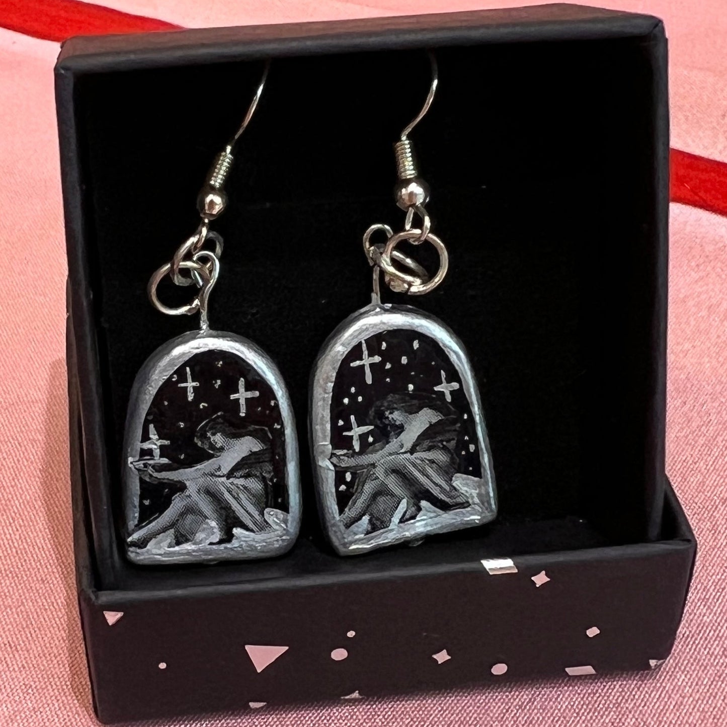 Celestial Oil Painting Earrings | John William Goward & Luis Ricardo Falero Liminal Fine Art | Silver-Plated Findings