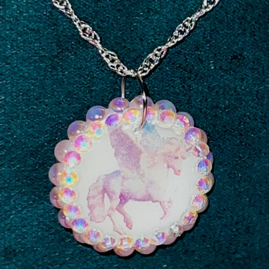 Pegasus Pearl Charm Necklace | 925 Sterling Silver Chain | Coquette Fantasy Jewelry