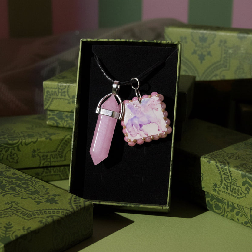 Magical Pearl Charm Necklace — Fairy, Pegasus, Jackalope & Unicorn Charms