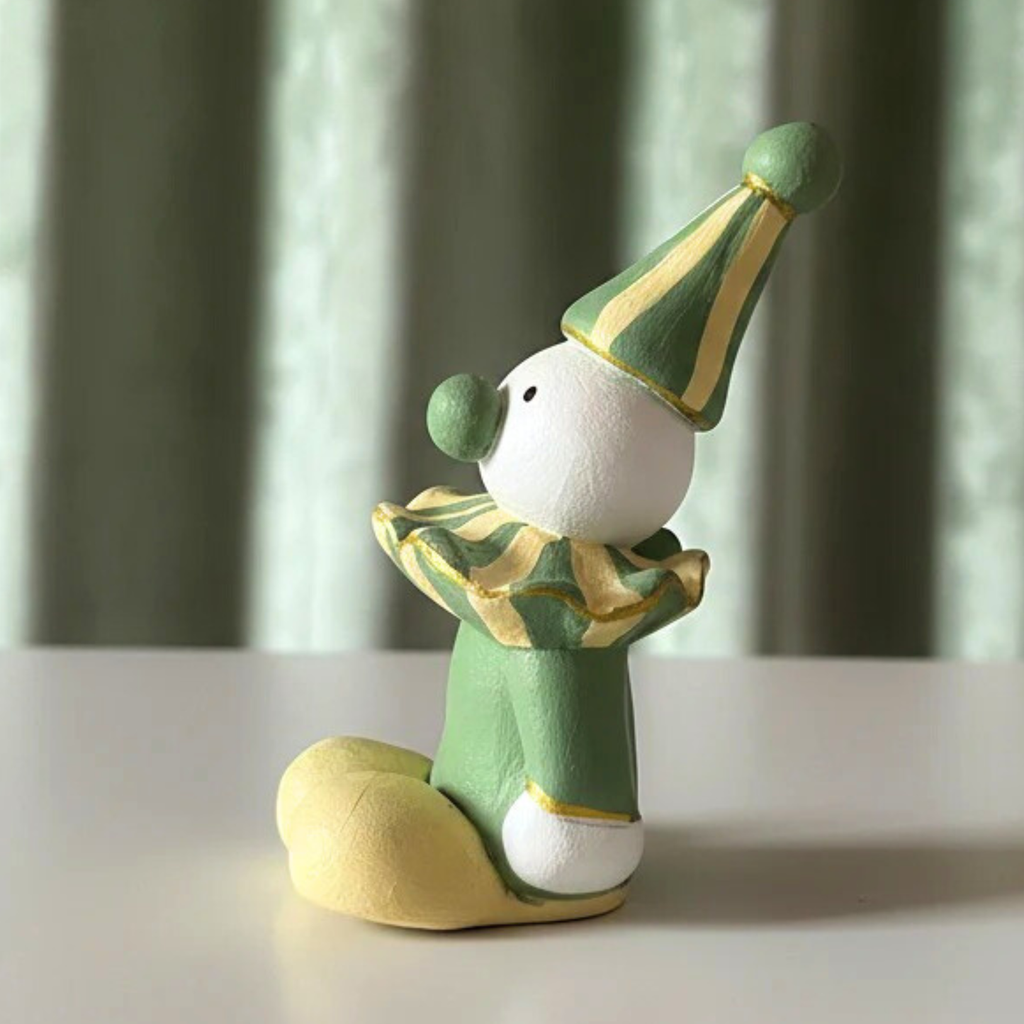 Bespoke Pastel Clown Sculpture | Hand Sculpted Jester Figurine | Futuristic Medieval Funhouse Decor | Hand Painted Air Dry Porcelain