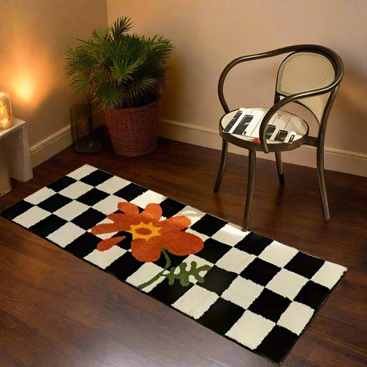 'check 'er flowers' runner rug