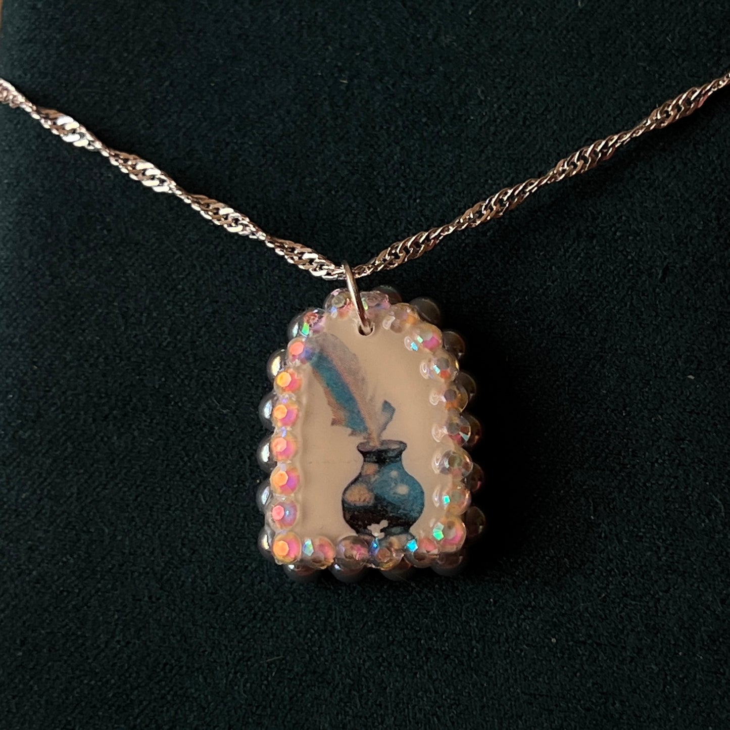 "The Author’s Armor" Necklace | Quill & Ink Pendant | 925 Sterling Silver Chain (20") | Olive Made