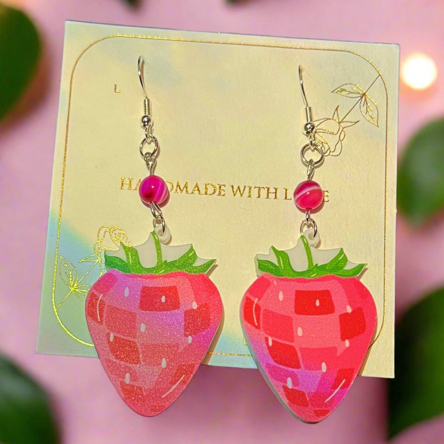 Crystal Disco Berry Extravaganza - Handmade Y2k Earrings - Olive Made
