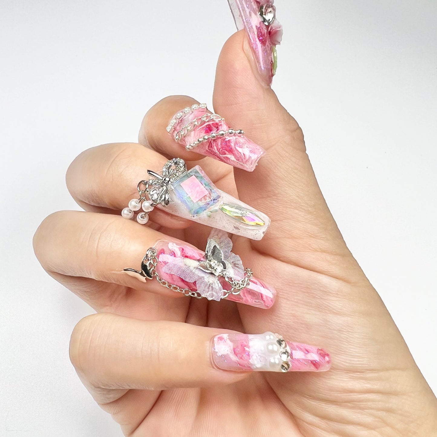 botanical butterfly nail adornment