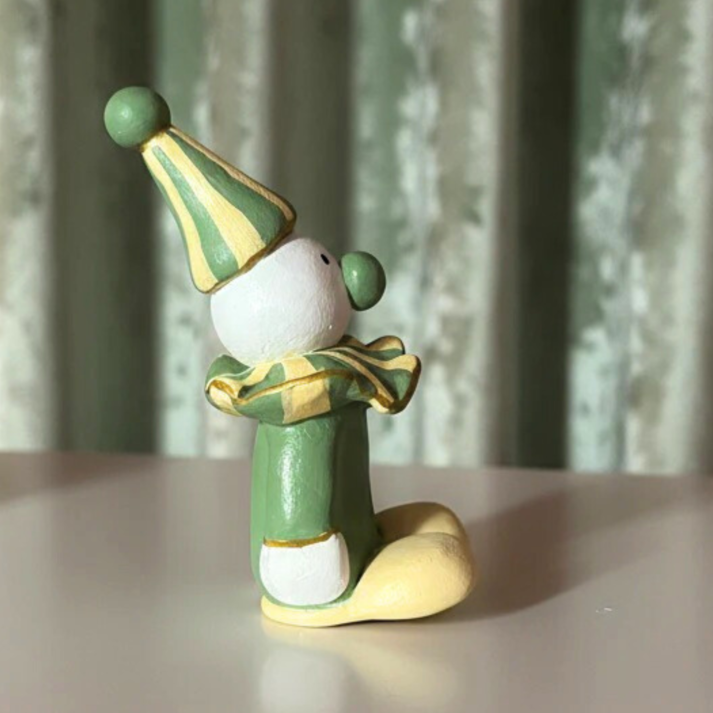 Bespoke Pastel Clown Sculpture | Hand Sculpted Jester Figurine | Futuristic Medieval Funhouse Decor | Hand Painted Air Dry Porcelain