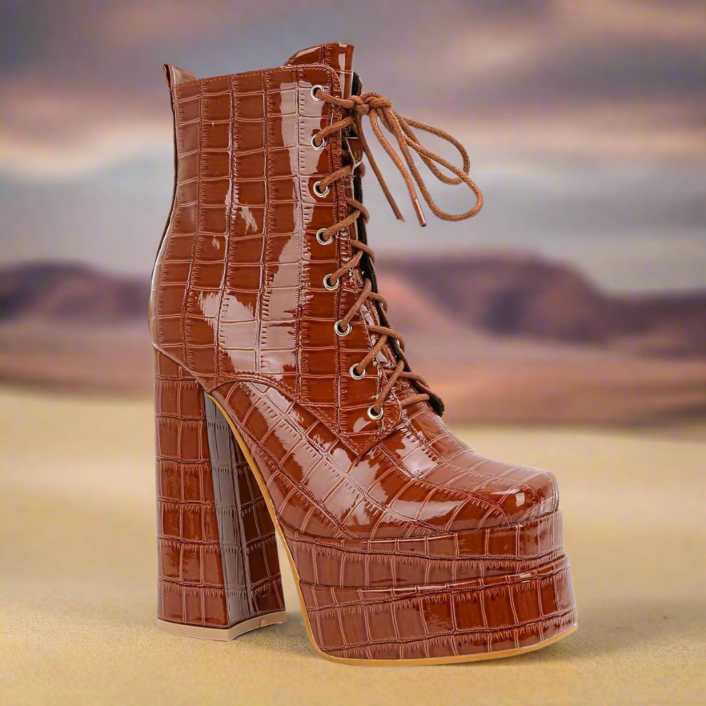 desert faux croc platform kicks