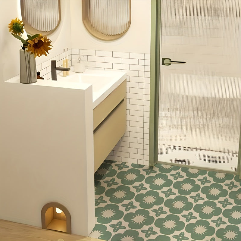 sage flower adhesive tiling