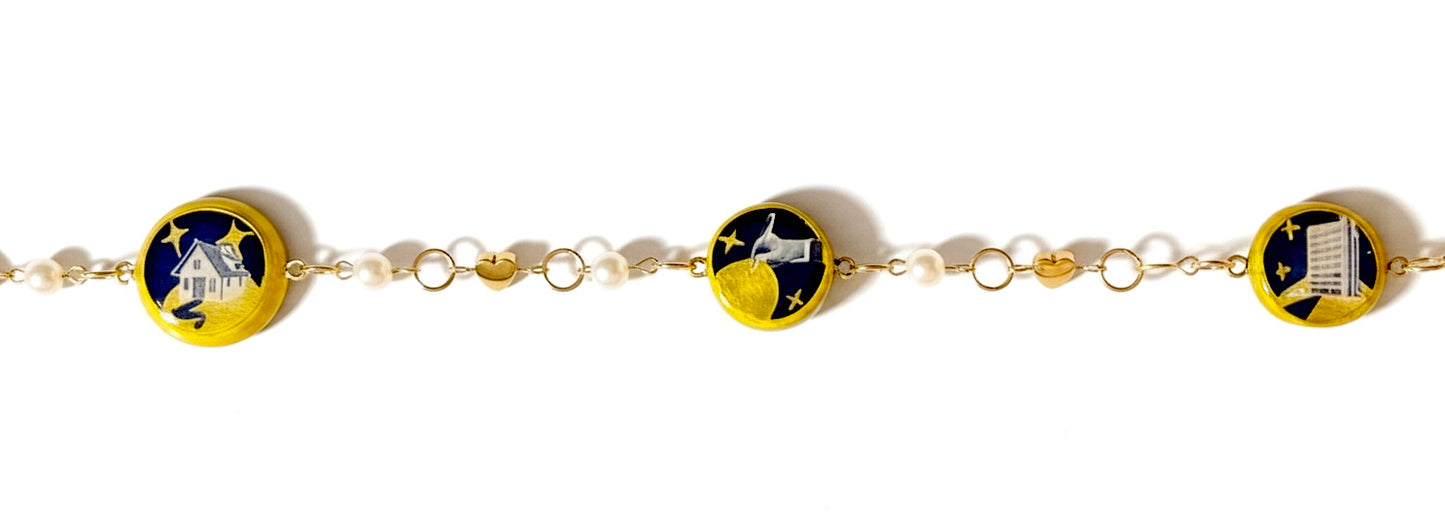 Cosmic Choker — Ethereal Metallic Collage Charm Necklace