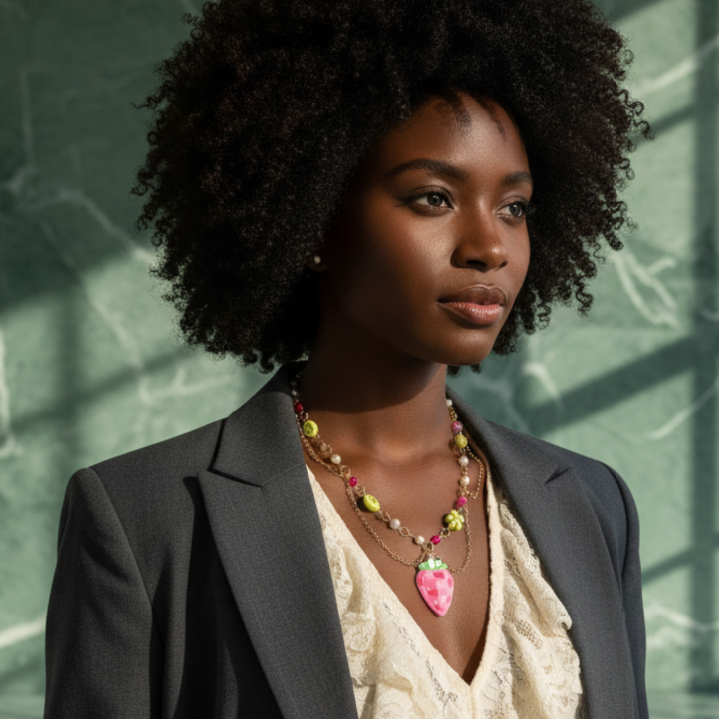 Disco Fields Necklace — Rose Quartz, Agate, Faux Pearls, Baroque Beads