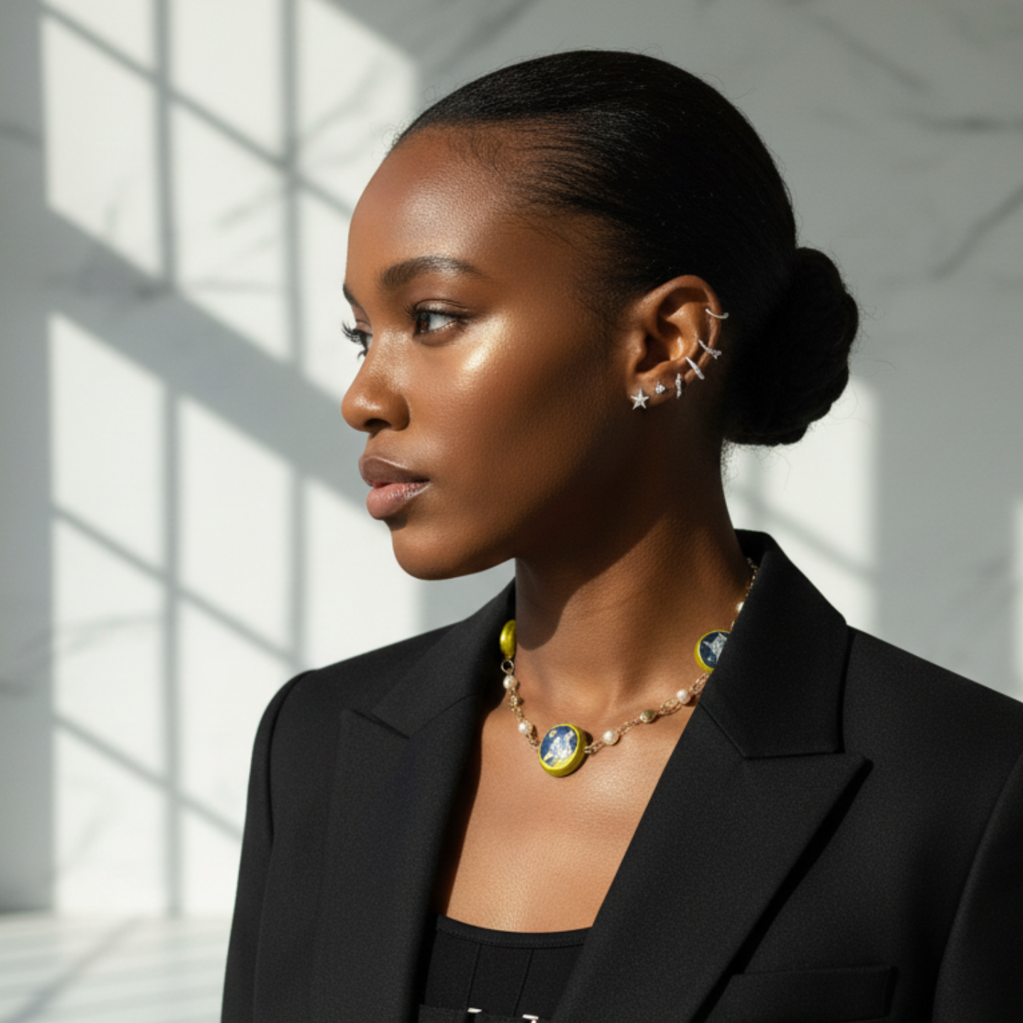 Cosmic Choker — Ethereal Metallic Collage Charm Necklace