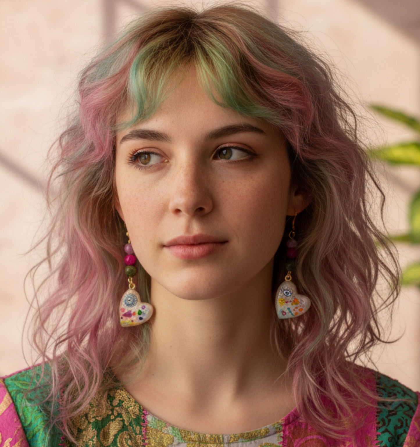 Purple Jasper, Pink Agate & Unakite Abstract Earrings | Handmade Crystal & Stone Jewelry