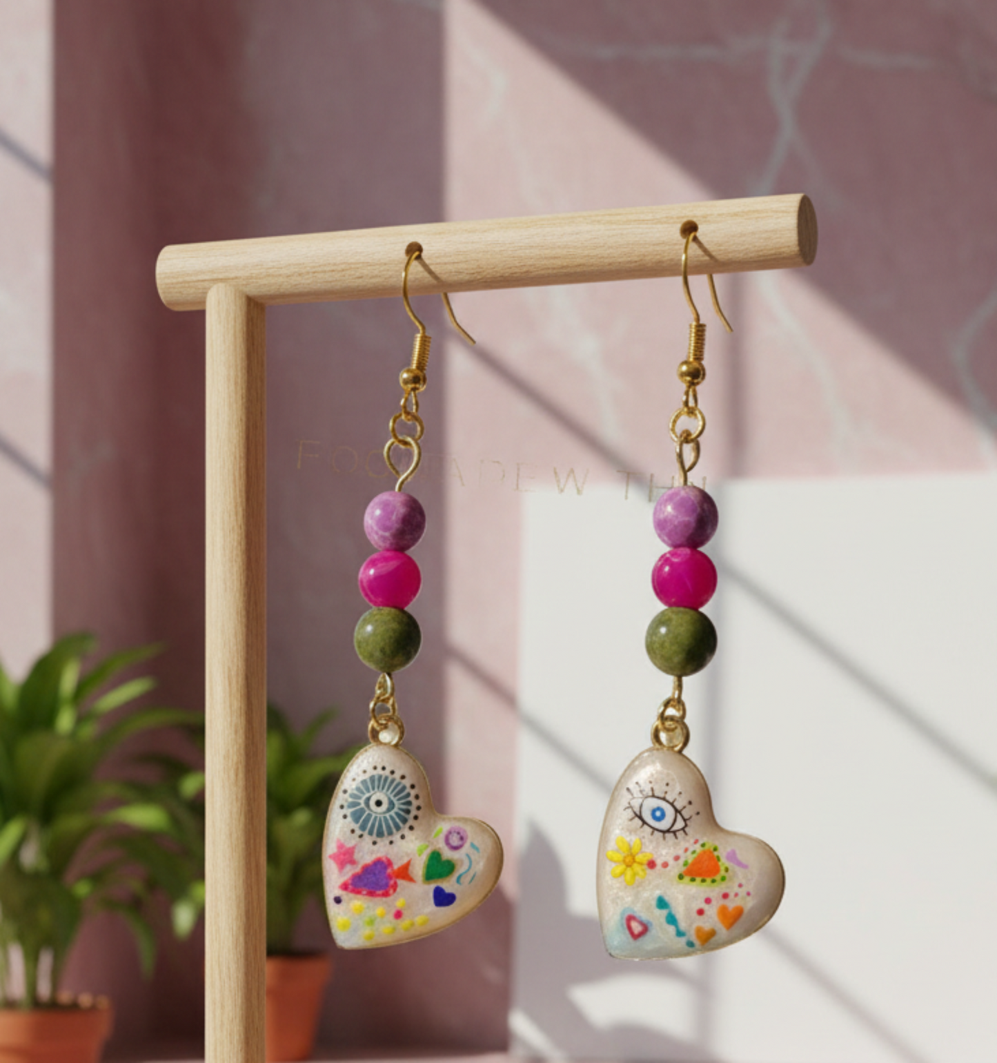 Purple Jasper, Pink Agate & Unakite Abstract Earrings | Handmade Crystal & Stone Jewelry