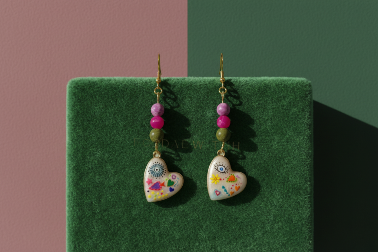 Purple Jasper, Pink Agate & Unakite Abstract Earrings | Handmade Crystal & Stone Jewelry