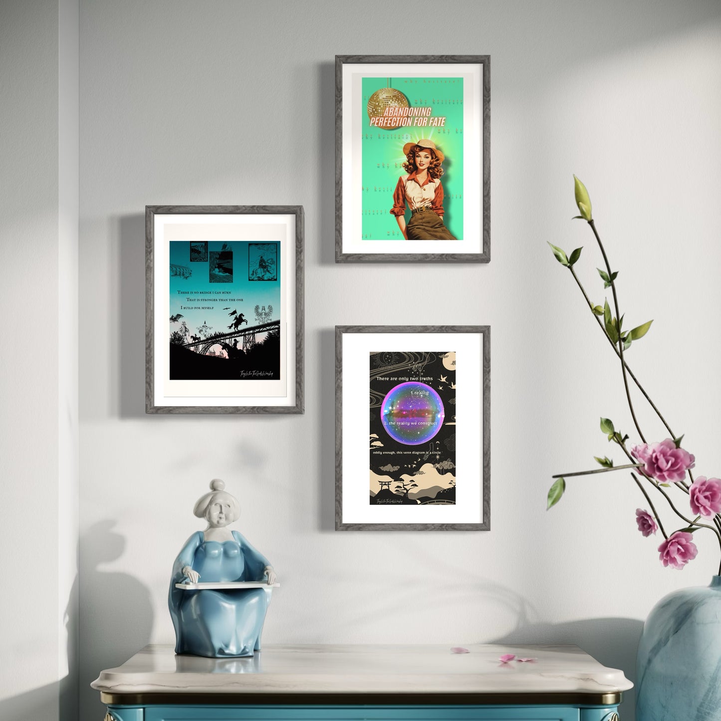 Artist Made Poetry Prints - Cool Toned Liminal Space Aesthetic Wall Decor Poster - Olive Made