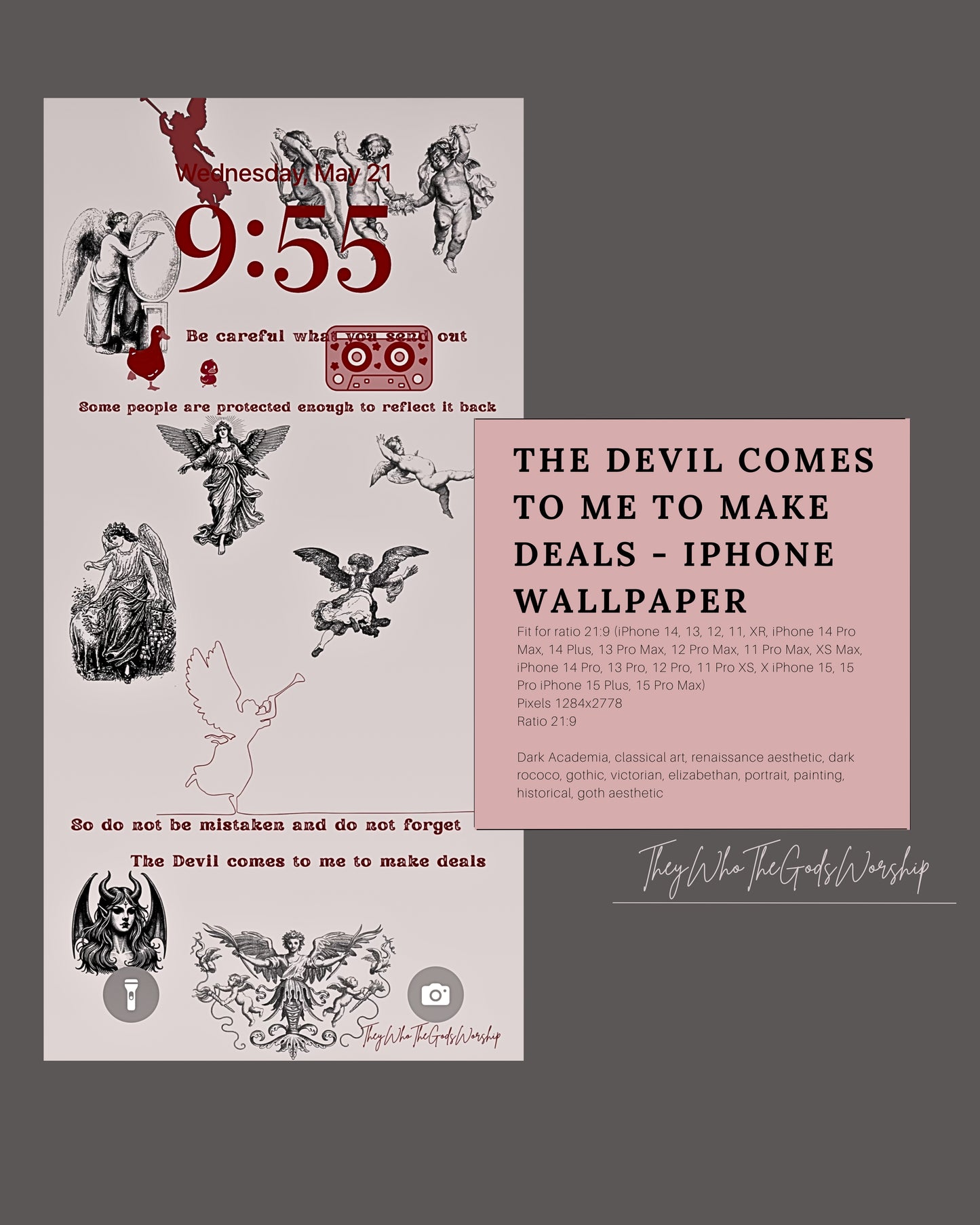 Digital Wallpaper Bundle — 3 Gothic & Metaphysical Poetic Lockscreens