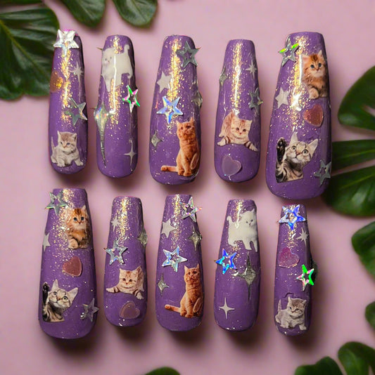 Cosmic Cat Custom Press-On Nails
