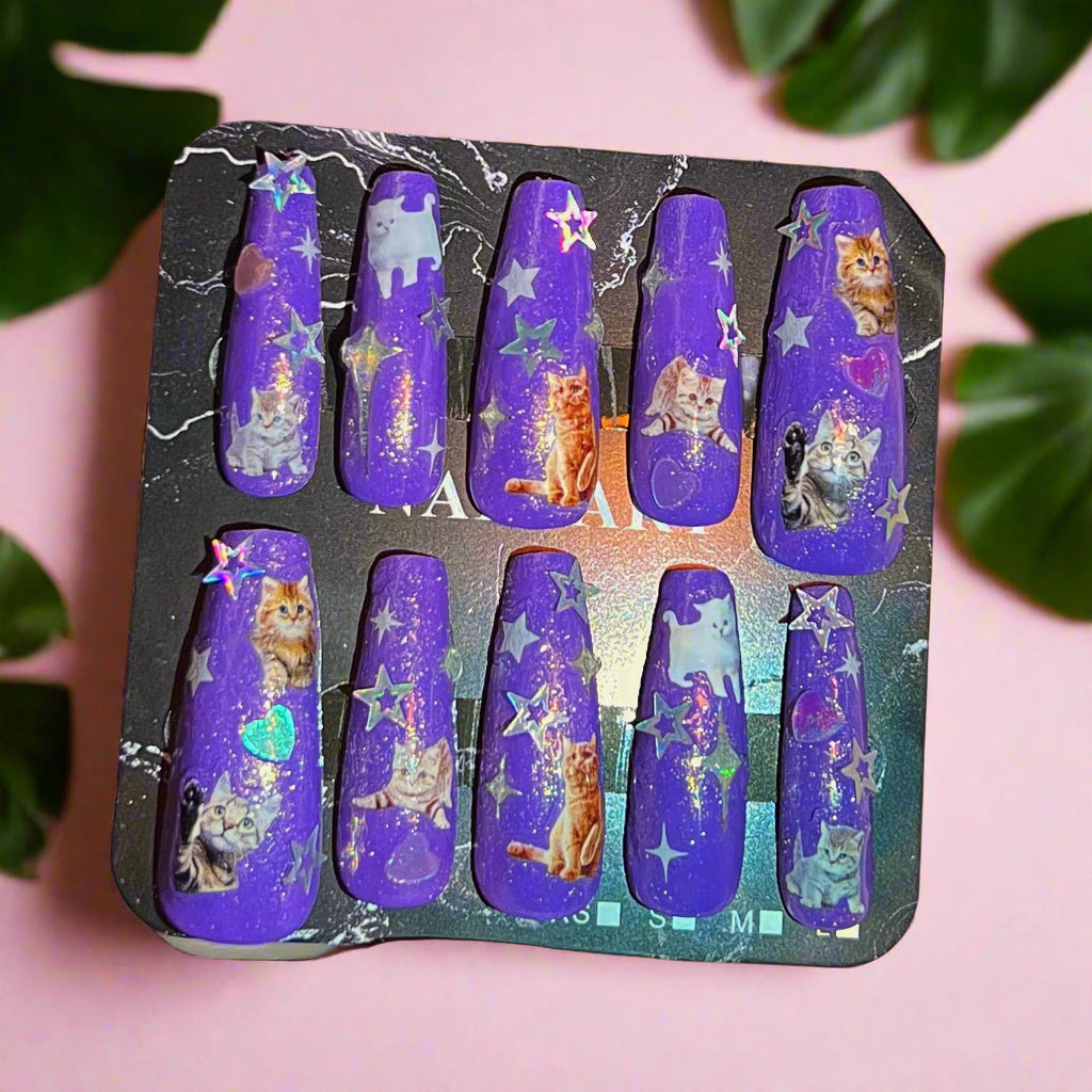 Cosmic Cat Custom Press-On Nails