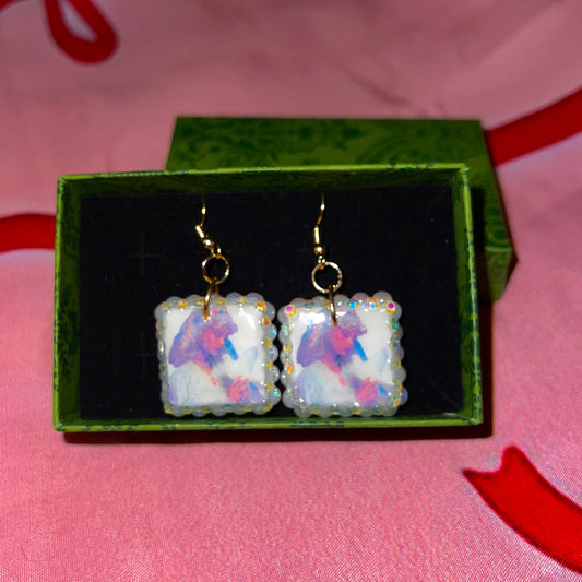 Dove Princess Fairy Earrings | Pearl Bedazzled Polymer Clay Charm | Coquette Pearl Earrings