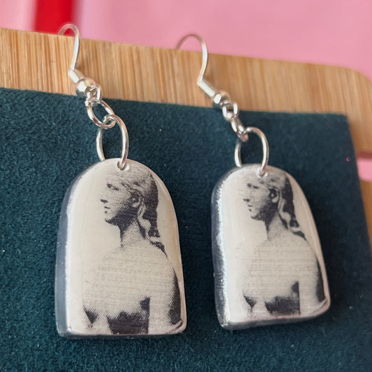 Greyscale Greek Statue Earrings | Handmade Polymer Clay Earrings | Silver Hypoallergenic Hooks | Grunge Indie Retrowave