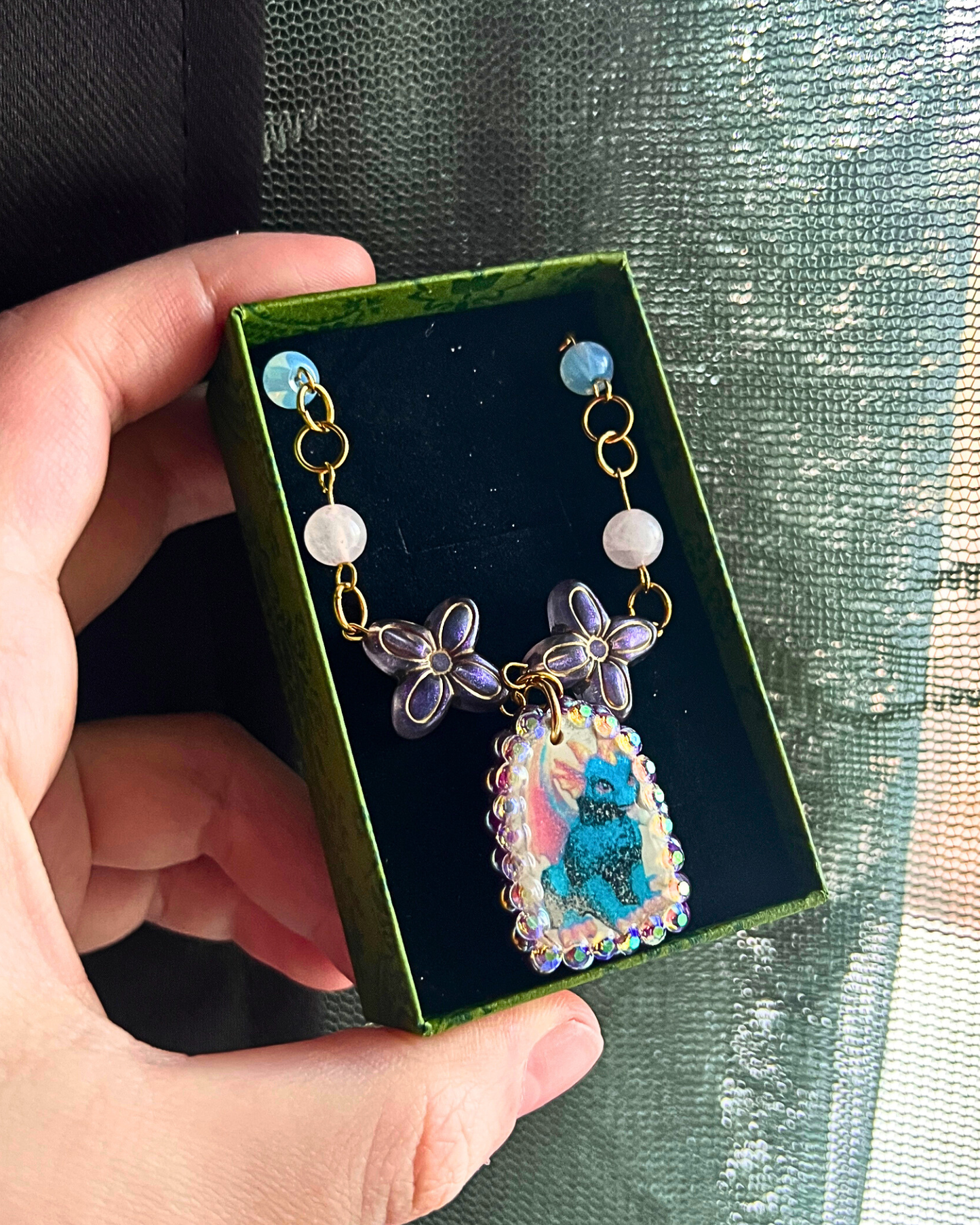 Gold Plated Dragon Charm Necklace | Rose Quartz + Opalite + Indian Agate Beads