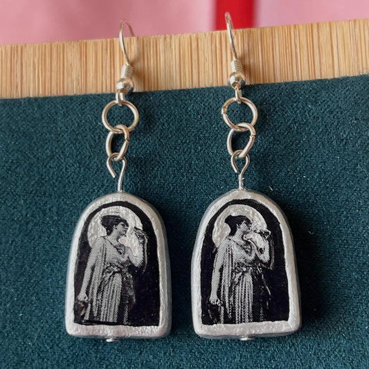 Celestial Oil Painting Earrings | John William Goward & Luis Ricardo Falero Liminal Fine Art | Silver-Plated Findings