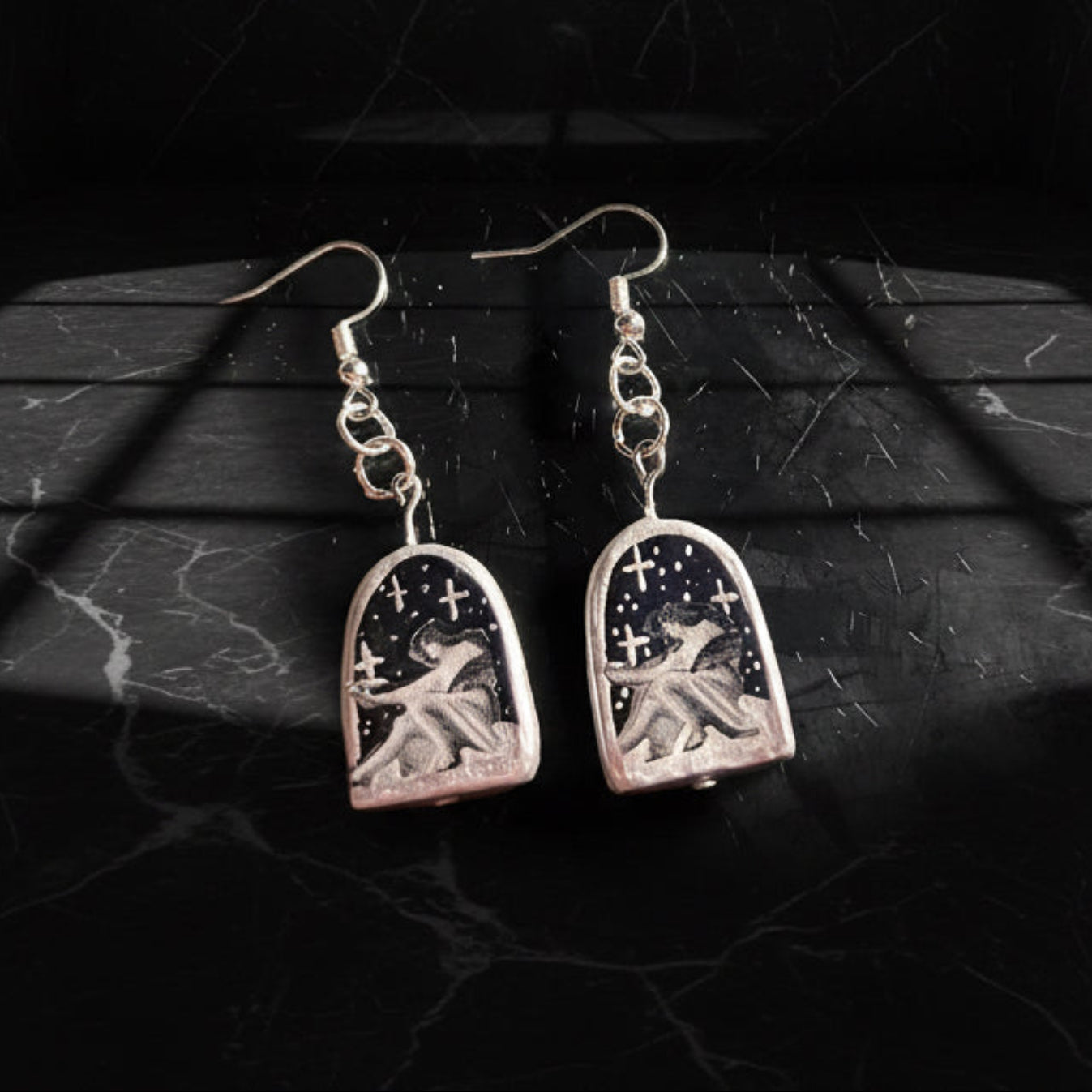 Enchanted Multidimensional Arch Earrings — Handmade Clay Liminal Collage Art