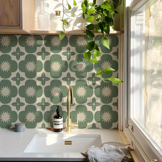 sage flower adhesive tiling