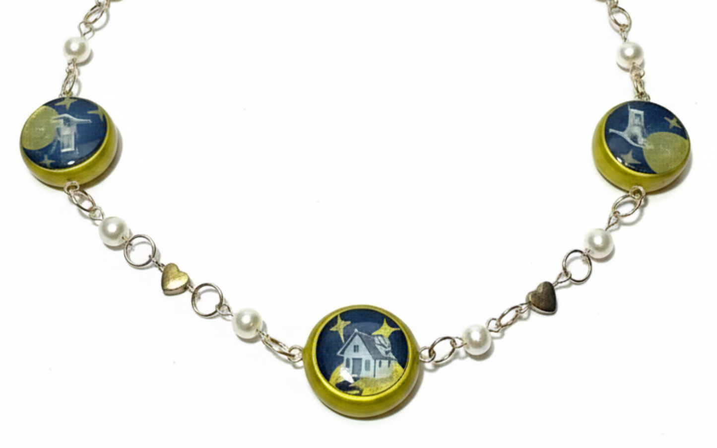 Cosmic Choker — Ethereal Metallic Collage Charm Necklace