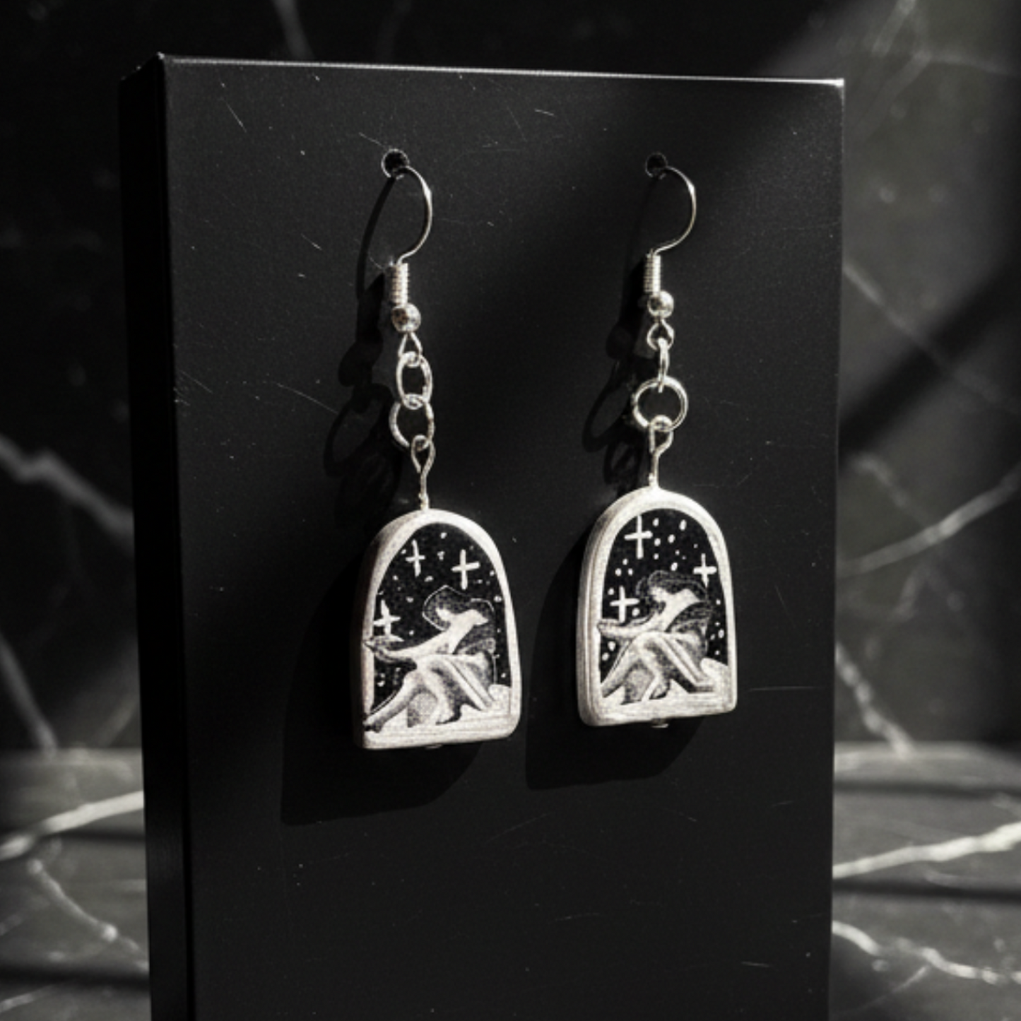 Enchanted Multidimensional Arch Earrings — Handmade Clay Liminal Collage Art