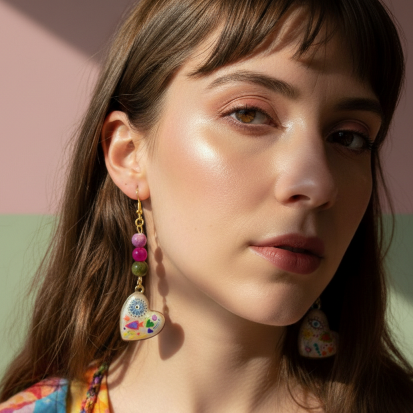 Purple Jasper, Pink Agate & Unakite Abstract Earrings | Handmade Crystal & Stone Jewelry