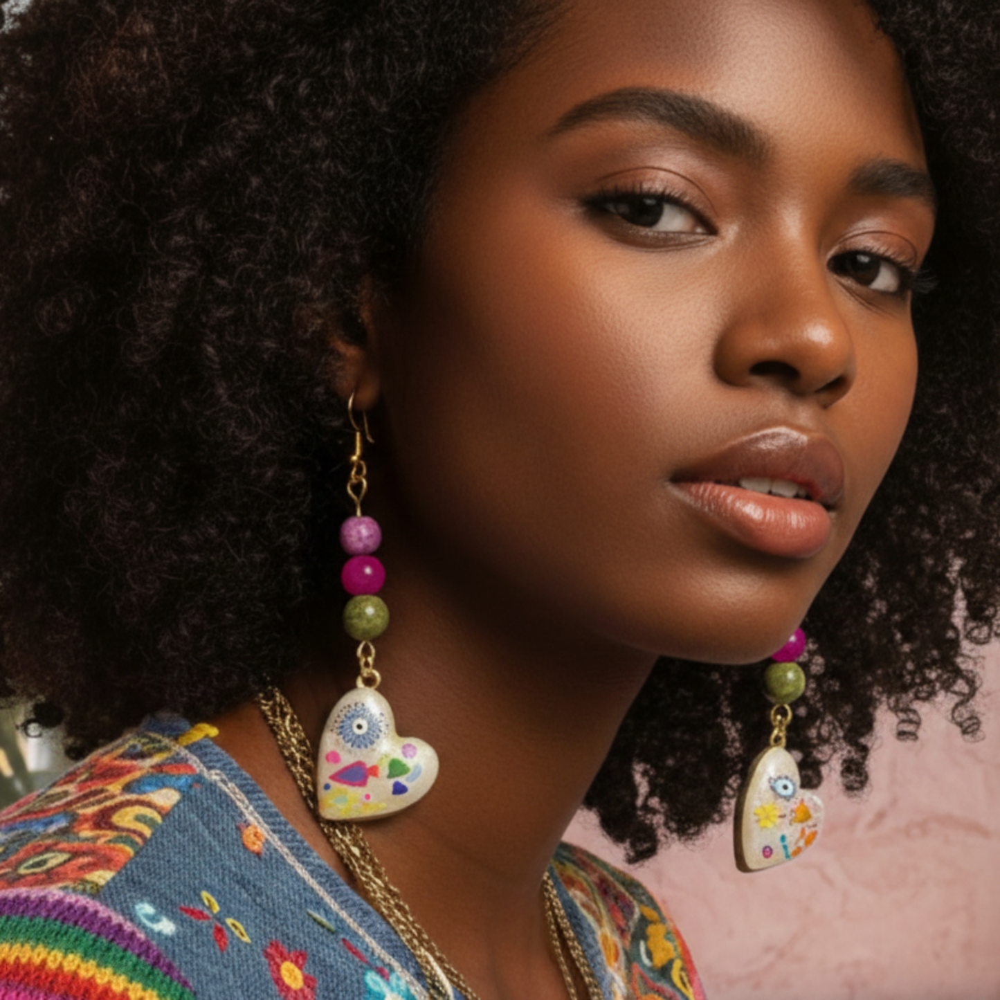 Purple Jasper, Pink Agate & Unakite Abstract Earrings | Handmade Crystal & Stone Jewelry